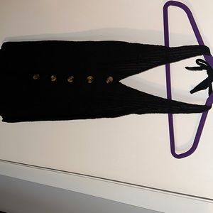 Black halter button down romper